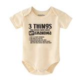 Kiddiepro Funny grandmother baby bodysuit Three things you should know about grandma Cute custom Unisex infant newborn gift boy girl outfit