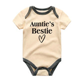 KiddiePro Auntie's Bestie Baby Bodysuit Aunt Best Friend BFF Unisex Baby Clothes Gift for Niece Nephew Baby Boy Girl Clothing