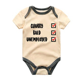 Chubby Bald Unemplyed Baby Bodysuit Playful Newborn Outfit Custom Shirt Pregnancy Reveal Unisex Infant Clothing