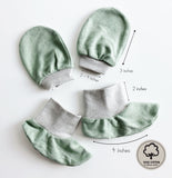 Baby Mittens & Socks Set – 3‑Pack (Mustard, Maroon, Sage) | Soft Cotton Baby Essentials – One Size
