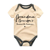 Grandma and grandpa's favorite human baby bodysuit grandparent gift newborn outfit cute baby clothes family-themed baby apparel funny baby clothing Custom Baby Outfit Shirt