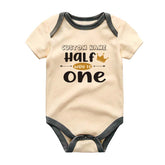 Half way to one Bodysuit Baby Milestone 6 Month Old Romper Half Birthday Unisex Baby Clothing Adorable Birthday outfit