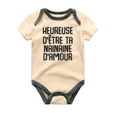 French baby clothes Heureuse D'etre ta Nainaine D'amore outit unisex infant clothing custom newborn bodysuit