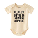 French baby clothes Heureuse D'etre ta Nainaine D'amore outit unisex infant clothing custom newborn bodysuit