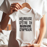 French baby clothes Heureuse D'etre ta Nainaine D'amore outit unisex infant clothing custom newborn bodysuit
