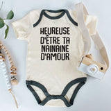 French baby clothes Heureuse D'etre ta Nainaine D'amore outit unisex infant clothing custom newborn bodysuit