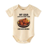 My Lola loves me more than adobo baby bodysuit grandparents love Filipino Cuisine Funny Filipino Delicacy Baby sleeper