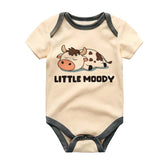 Little Moody baby Clothes Cute Funny Farm Animal Cow Pun Humorous Adorable Unisex Baby Clothing Pregnancy Reveal Comical Humor Outfit Baby Shower Gift