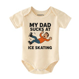 Kiddiepro Funny Dad Ice Skating Hockey Baby Bodysuit