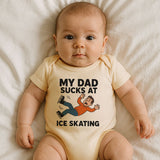 Kiddiepro Funny Dad Ice Skating Hockey Baby Bodysuit