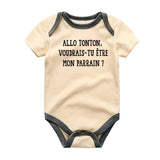 Allo Tonton voudrais-tu etre mon parrain French Godfather Baby Bodysuit Unisex Infant Clothes Short sleeve One Piece for Boys vêtements pour bébé Newborn gift