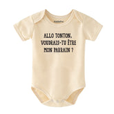 Allo Tonton voudrais-tu etre mon parrain French Godfather Baby Bodysuit Unisex Infant Clothes Short sleeve One Piece for Boys vêtements pour bébé Newborn gift