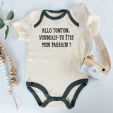 Allo Tonton voudrais-tu etre mon parrain French Godfather Baby Bodysuit Unisex Infant Clothes Short sleeve One Piece for Boys vêtements pour bébé Newborn gift