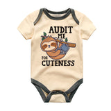 Audit me for cuteness Cute Funny Sloth Baby Boy Girl Clothes Unisex Infant Clothing