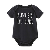Auntie's Lil Dude Funny Custom Baby Boy bodysuit Cute Personalized Aunt gift for newborn nephews pregnancy announcement keepsake