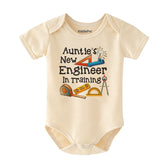 Auntie's new engineer in training unisex newborn baby boy girl clothes custom Infant Short sleeve One Piece bodysuit vêtements pour bébé Newborn Romper