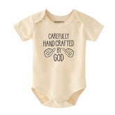 Kiddiepro Carefully Handcrafted by God Baby Bodysuit Christian Newborn Clothes Baptism Outfit Christening Gift Religious Baby Shower Keepsake