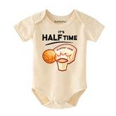 Halfway to one milestone unisex baby clothes Basketball theme birthday party outfit Newborn bodysuit