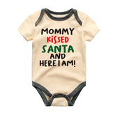 Mommy Kissed Santa Baby Boy Girl Bodysuit Cute Funny Playful First Christmas Baby Outfit Pregnancy Announcement Holiday Gift Santa Baby Custom Shirt