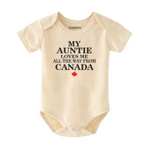 My auntie loves me all the way from Canada unisex baby clothes Aunt gift for niece and nephew outfit maple leaf short sleeve bodysuit