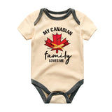 My Canadian family loves me Unisex short sleeve baby boy girl clothes Canada Maple Leaf outfit newborn gift bodysuit custom shirt