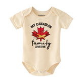 My Canadian family loves me Unisex short sleeve baby boy girl clothes Canada Maple Leaf outfit newborn gift bodysuit custom shirt