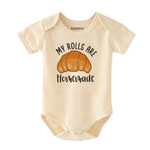 Funny Pastry Baby Clothes Croissant Themed Baby Bodysuit My Rolls Are Home Made Vêtements bébé