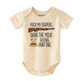 Pack my diapers hunting humor baby clothes little hunter unisex bodysuit Milk Humor outfit newborn shirt