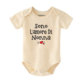 Cute Italian Grandma Baby Clothes Sono L’amore di Nonna Newborn Outfit Grandparents Pregnancy Announcement Gift Bodysuit