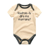 Vouldrais-tu etre ma marraine French Godmother Unisex Short sleeve baby bodysuit Would you like to be my godmother newborn Infant clothes