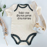 Voulez-vous etre mon parrain et ma marraine French Godmother Godfather proposal unisex baby bodysuit Baptism outfit christening newborn infant clothes