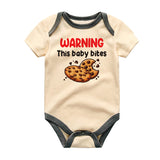 Warning this baby bites Funny Cookie lover Baby Bodysuit Snack-themed outfit Custom Unisex Newborn Clothes Infant gift