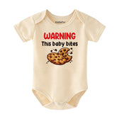Warning this baby bites Funny Cookie lover Baby Bodysuit Snack-themed outfit Custom Unisex Newborn Clothes Infant gift