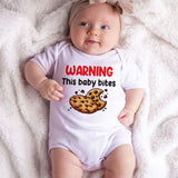 Warning this baby bites Funny Cookie lover Baby Bodysuit Snack-themed outfit Custom Unisex Newborn Clothes Infant gift