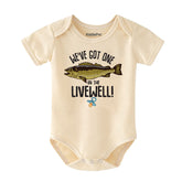 We Got On the Livewell Baby Bodysuit Cute Fishing Baby Outfit for Newborns & Infants Personalized Gift