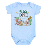 Kiddiepro First Birthday Wild One Safari Baby Clothes Animal Themed Bodysuit