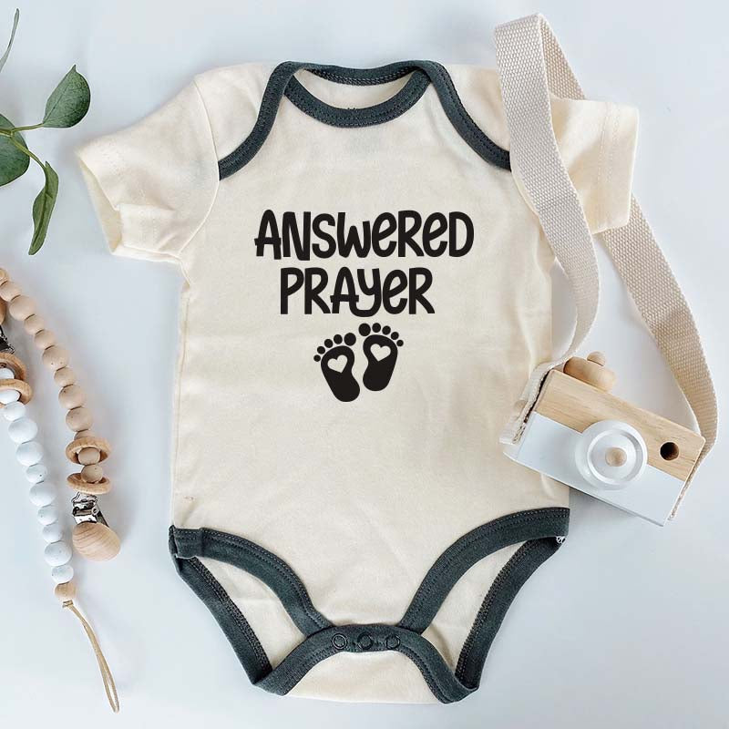 KiddiePro Answered Prayer Baby Bodysuit In Vitro IVF Miracle Newborn Unisex Baby Clothing Custom Baby Boy Girl Sleepers Pregnancy Announcement