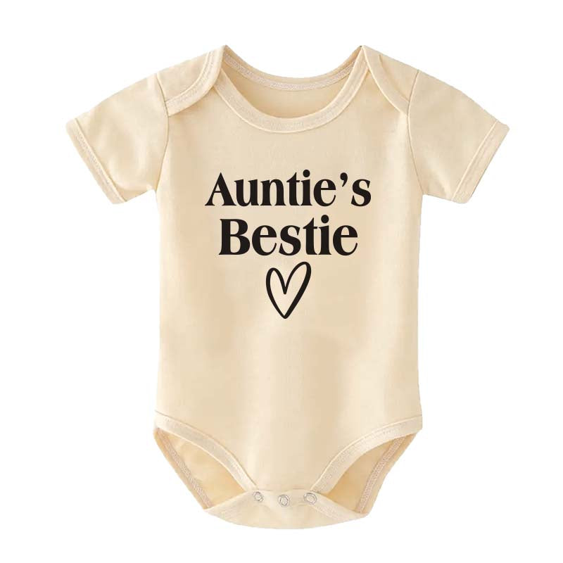 KiddiePro  Auntie's Bestie Baby Bodysuit Aunt Best Friend BFF Unisex Baby Clothes Gift for Niece Nephew Baby Boy Girl Clothing