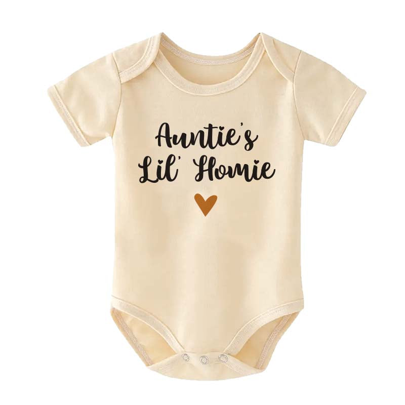 KiddiePro Auntie's Little Homie Baby Clothes Sidekick Trendy Cool Baby Clothing with Sayings Unique Baby Gift for Niece Nephew Unisex Custom Baby Clothes