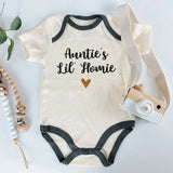 KiddiePro Auntie's Little Homie Baby Clothes Sidekick Trendy Cool Baby Clothing with Sayings Unique Baby Gift for Niece Nephew Unisex Custom Baby Clothes