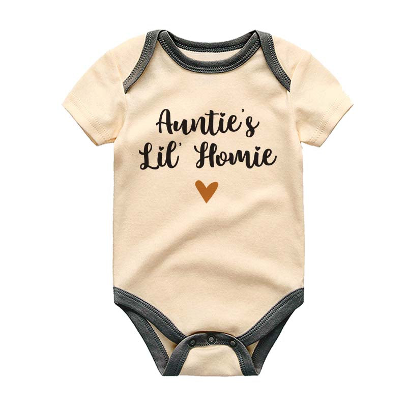 KiddiePro Auntie's Little Homie Baby Clothes Sidekick Trendy Cool Baby Clothing with Sayings Unique Baby Gift for Niece Nephew Unisex Custom Baby Clothes