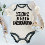 Auntie's Littlest bestfriend Cute Baby Bodysuit Custom Unisex Infant Clothing BFF Outfit Aunt Present Niece Nephew Outfit Pregnancy Announcement Lil Bestie Outfit