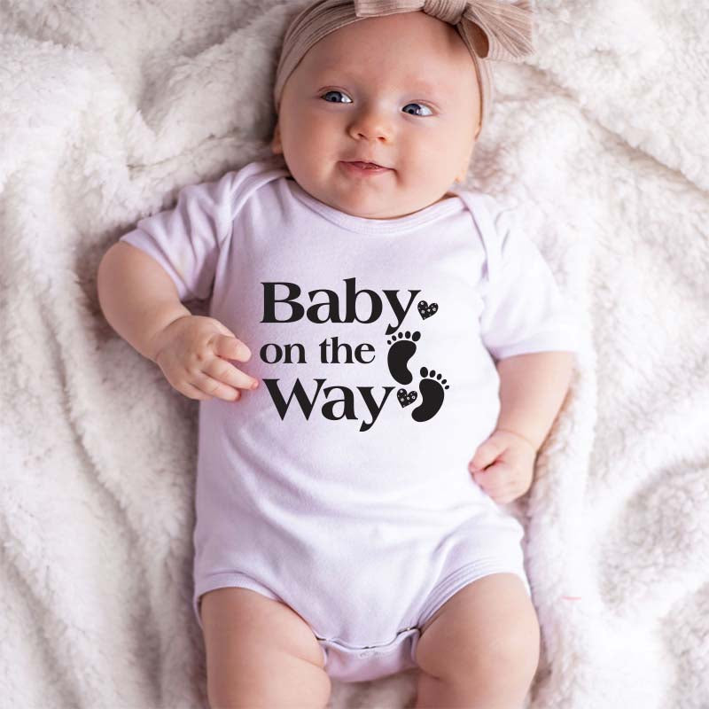 KiddiePro Baby On the Way Bodysuit Coming Soon Mom Dad's Bundle of Joy Baby Clothes Little Miracle Blessing Baby Romper Pregnancy Announcement Custom Shirt