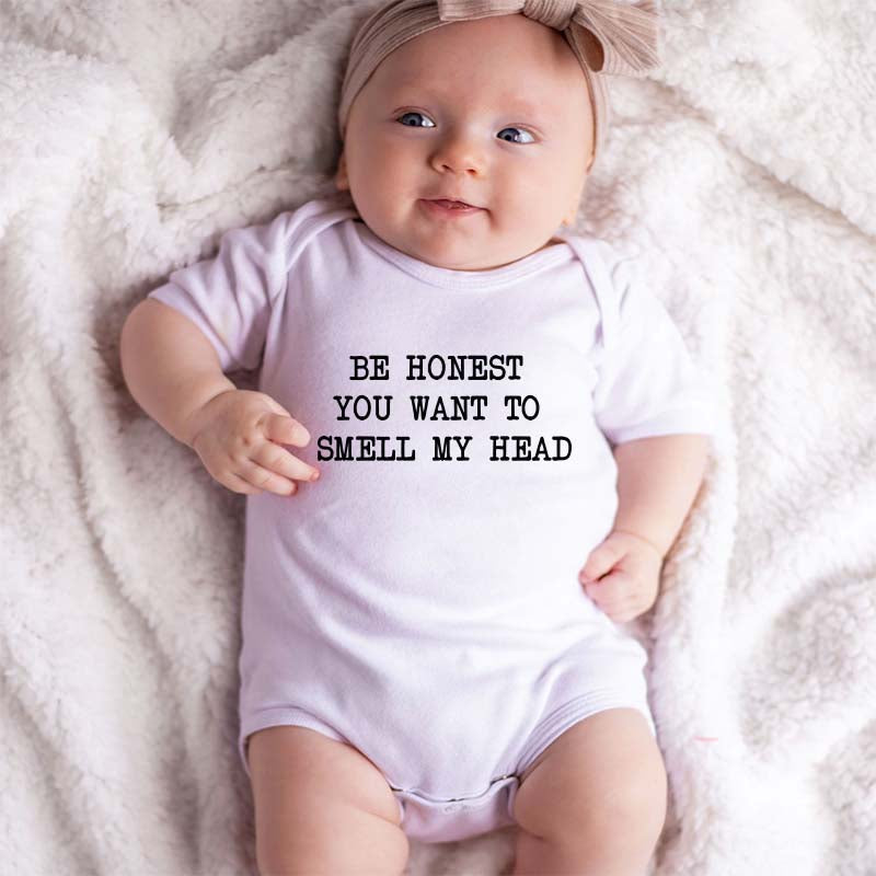 Be Honest you want to smell my Head Cute Funny Playful Custom Baby Bodysuit Newborn Outfit Pregnancy Reveal New Mom Dad Gift