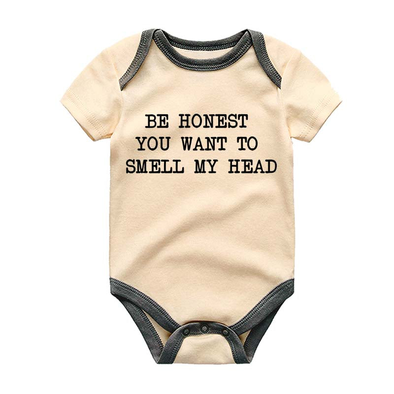 Be Honest you want to smell my Head Cute Funny Playful Custom Baby Bodysuit Newborn Outfit Pregnancy Reveal New Mom Dad Gift