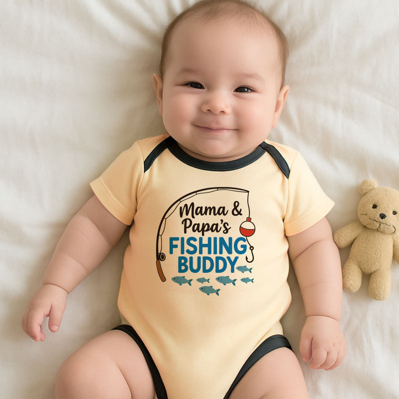 Fishing Buddy Baby Bodysuit for Boys and Girls Soft Cotton Infant One Piece Cute Newborn Outfit Baby Shower Gift for Parents