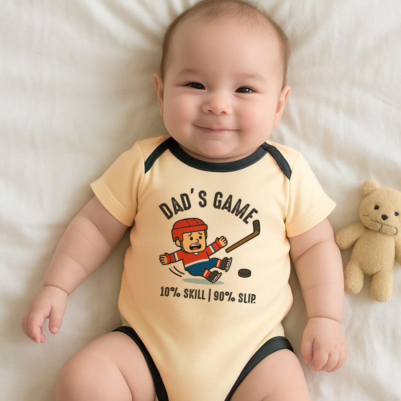 Funny Hockey Dad Baby Bodysuit Newborn Infant Outfit Sports Theme Boy Girl Gift