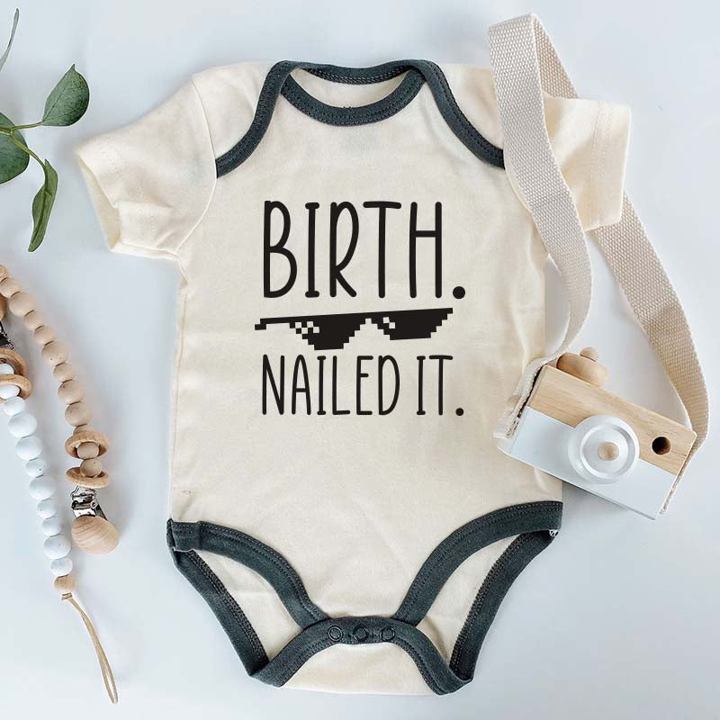 KiddiePro Birth Nailed It Baby Bodysuit Expecting Baby Outfit New Arrival Pregnancy Announcement Coming Soon Baby clothes