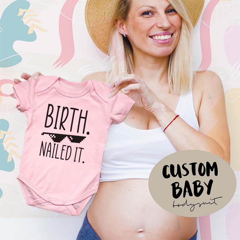 KiddiePro Birth Nailed It Baby Bodysuit Expecting Baby Outfit New Arrival Pregnancy Announcement Coming Soon Baby clothes