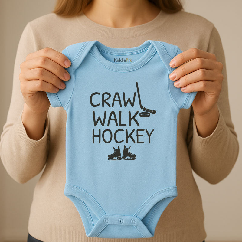 Crawl Walk Hockey Baby Boy Girl Newborn Clothes Custom Infant Bodysuit Sports Outfit